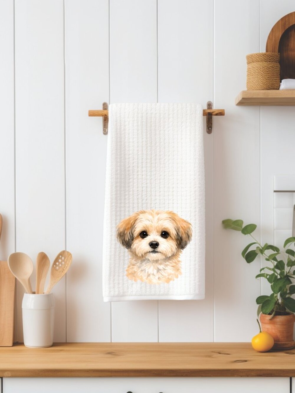 Havanese Dog Waffle Weave Decorative Kitchen Tea Towel